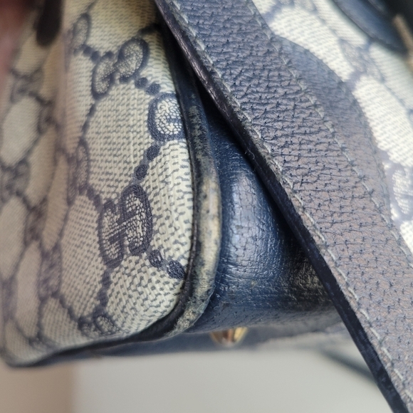 GUCCI VINTAGE BLUE MONGRAM OPHIDIA BOSTON BAG.,AUTHENTIC. - Picture 10 of 17